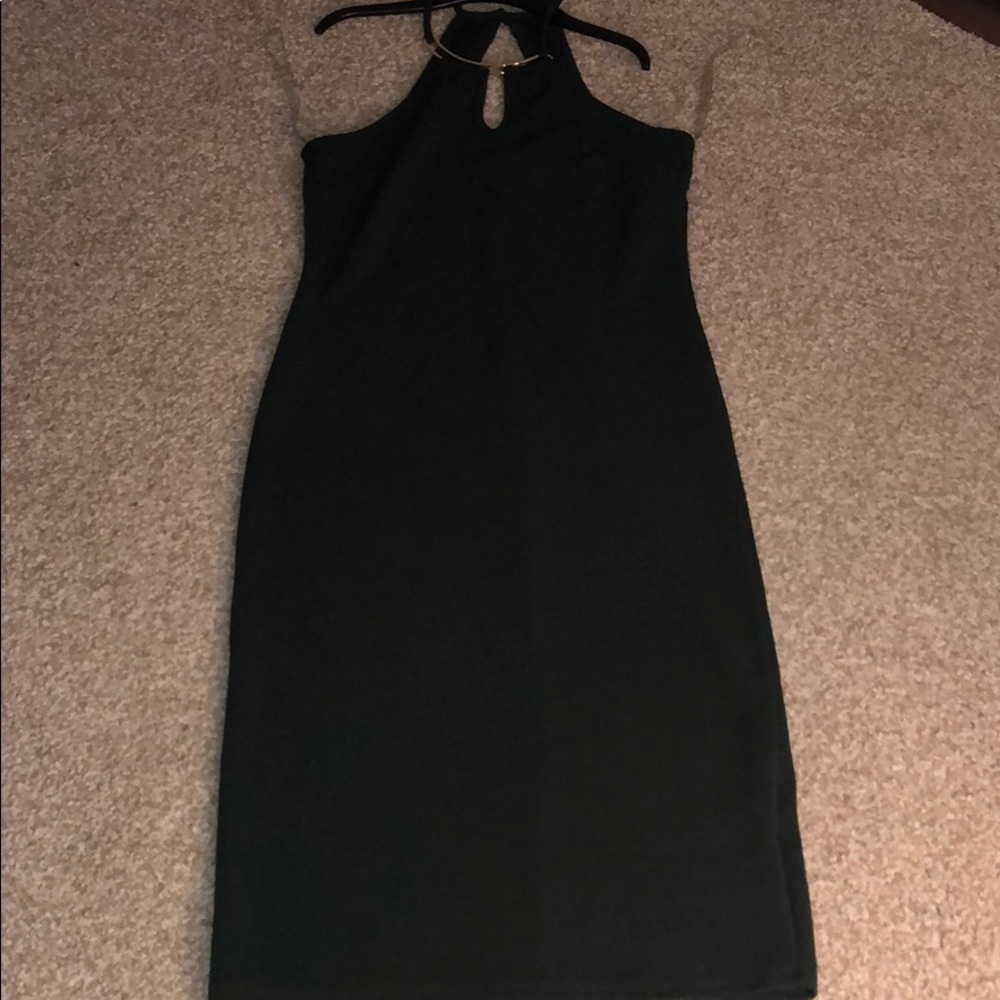 Gold Choker Silhouette Midi Dress szXL